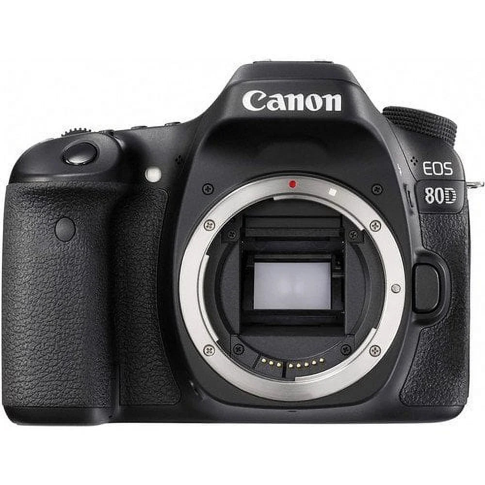 EOS 80D DSLR Camera Bundle (Body Only)w/ Wideangle&Telephoto Lenses|LED Light+2 PC 32 Cards|Microphone|Case|X-Grip|Starter Bundle