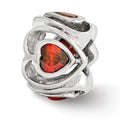 Reflection Beads QRS3328 Sterling Silver Dark Red CZ Heart Bead - Polished