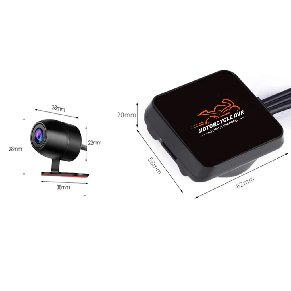 VSYSTO HD 1080P No Monitor Motorcycle Dash Cam, WiFi Night Vision 130° Wide Angle Front & Rear Camera 2 Channels Video Driving Recorder, Loop Recording, G-sensor