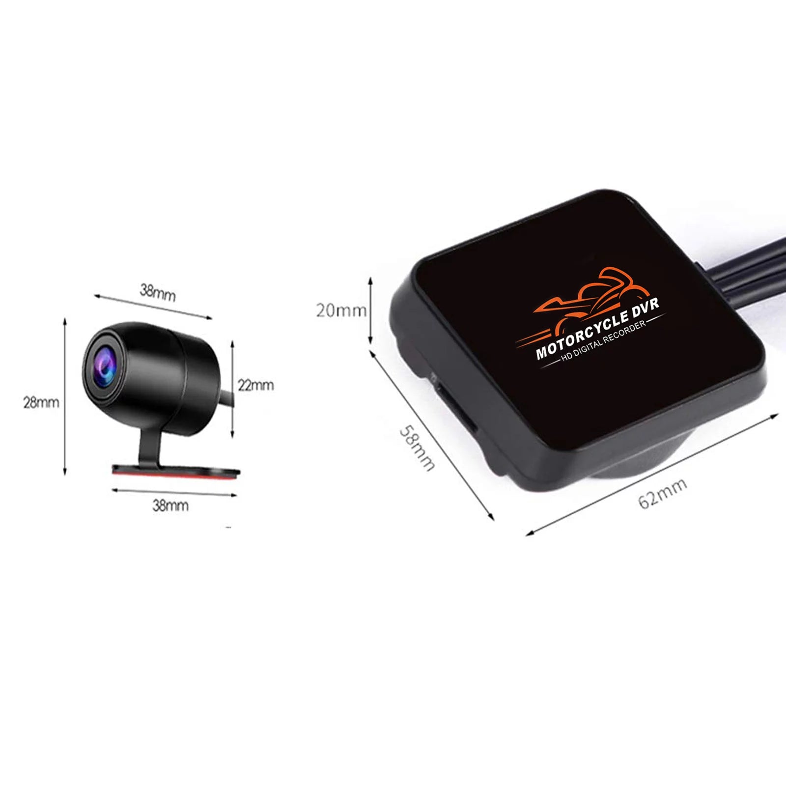 VSYSTO HD 1080P No Monitor Motorcycle Dash Cam, WiFi Night Vision 130° Wide Angle Front & Rear Camera 2 Channels Video Driving Recorder, Loop Recording, G-sensor