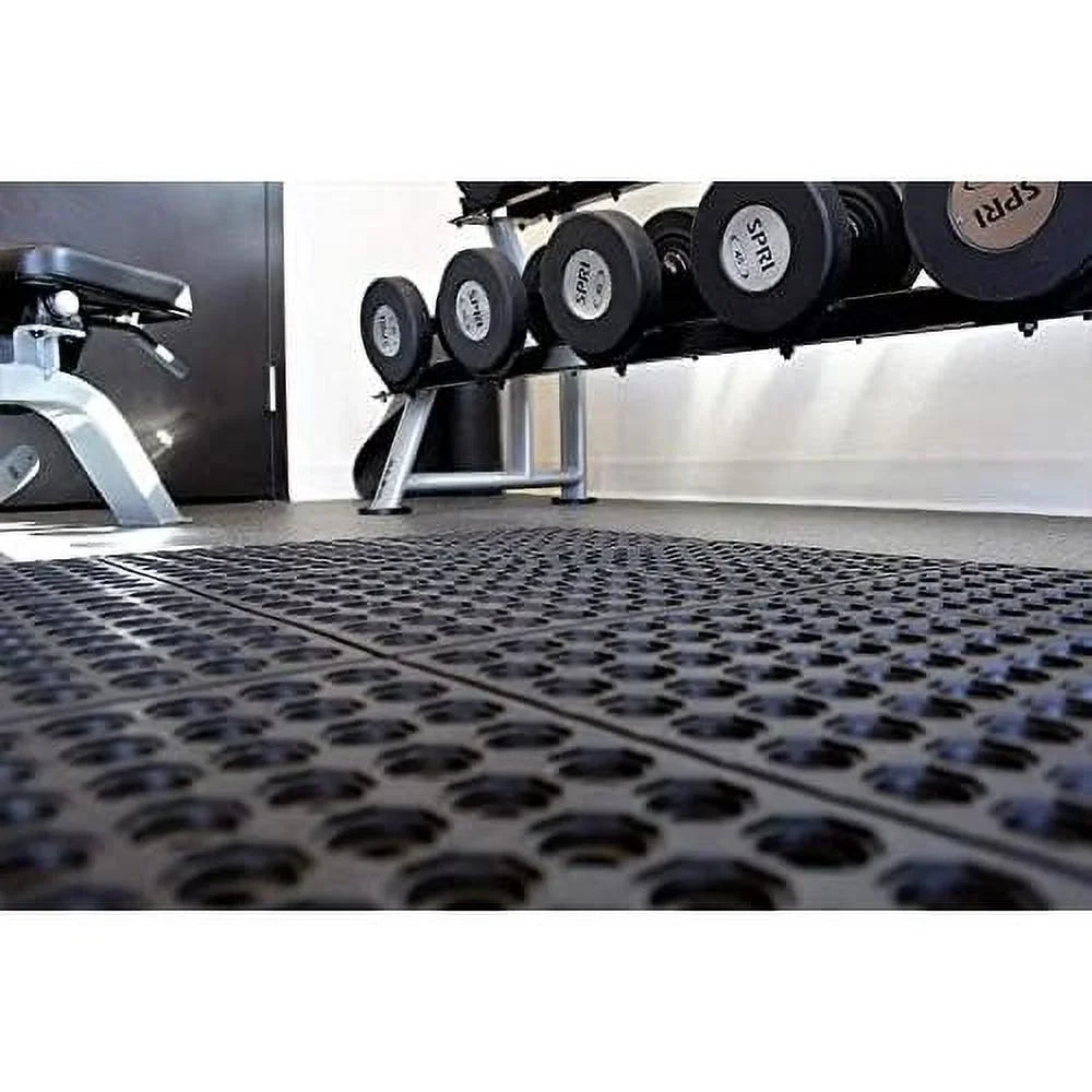 Interlocking Rubber Floor Mat For Restaurant Kitchen Floor Anti Fatigue Bar Door Mat Non-Slip Indoor Outdoor Shower Pool Drainage, Sturdy Garage Flooring 36 X 36 Inch
