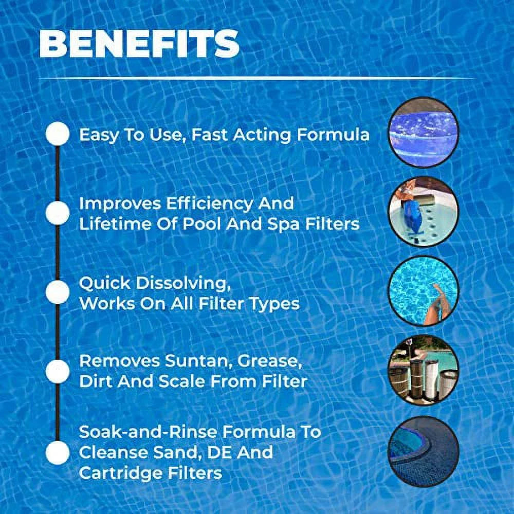 MAV AquaDoc Hot Tub Filter Cleaner Soak and Spa Filter Cleaner Soak. Jacuzzi & Spa Filter Cleaning Solution for HotTub Cartridges. Easy to Use Cleaner so You can Enjoy Your Leisure Time 32oz