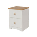 Comodino Bianco con Due Cassetti e Piano in Legno