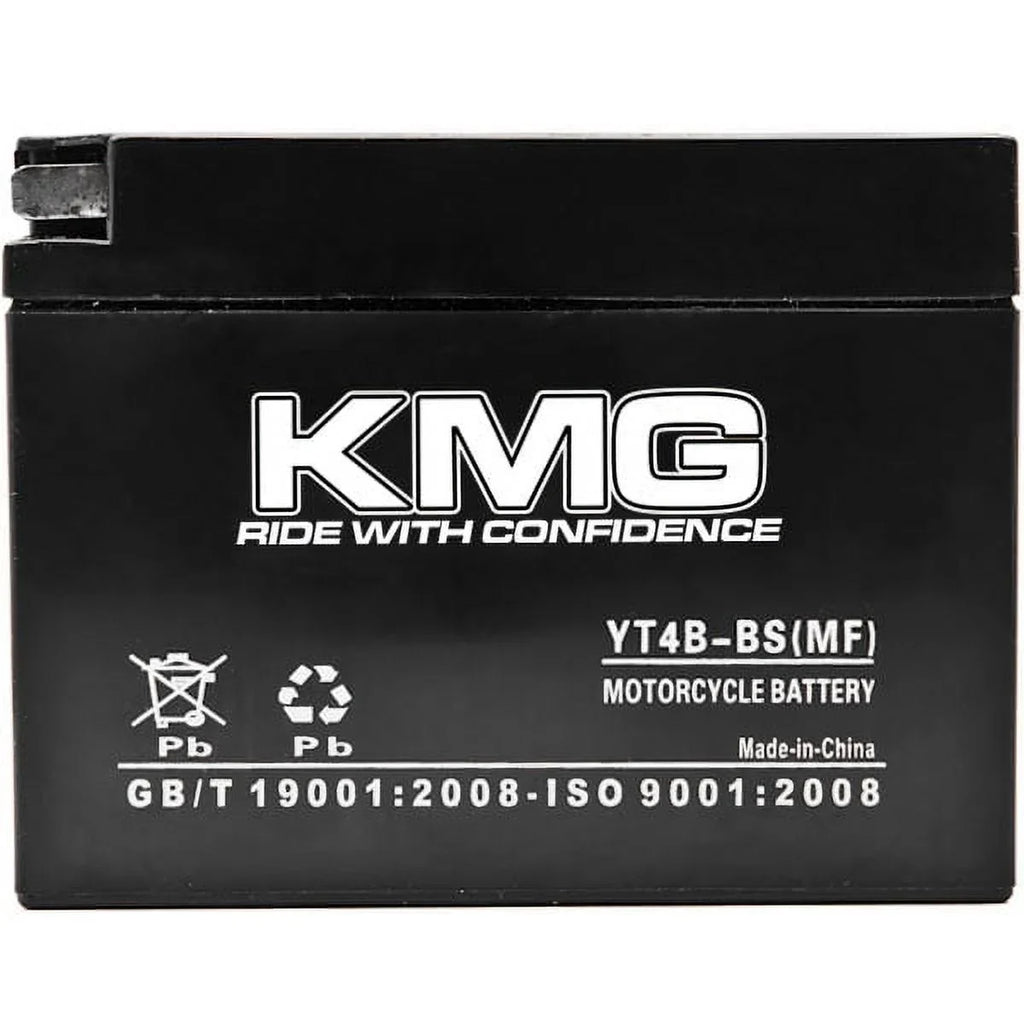 KMG YT4B-BS Sealed Maintenance Free 12V Battery High Efficiency SMF OEM Replacement Powersport Motorcycle ATV Scooter Snowmobile Liquid