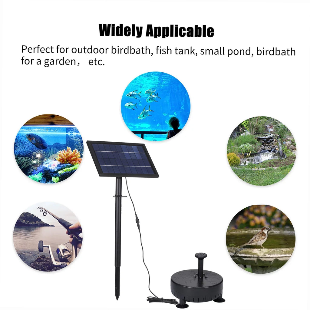Arealer 10V8W Solar Powered Fountain Pump Pump with Adjustable Solar Panel DIY Birdbath Fountain Pump Fountain Panel Kit for FishSmall Pond Garden Patio Lawn Pool