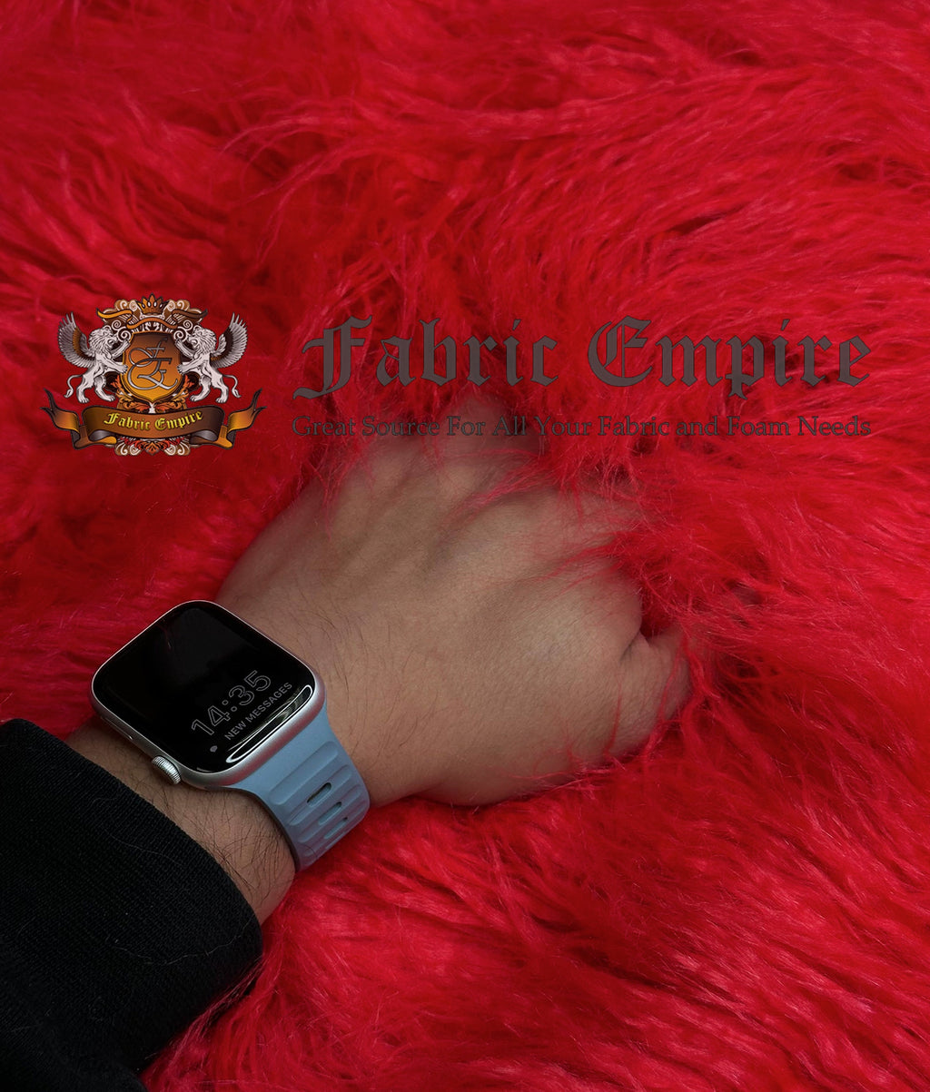 Faux Fake CURLY Yak FUR 3.5" LONG Pile Japanese Fire Retardant Yarn 2.3oz Per Yard / Craft, Sewing Cosplay 58" Wide Sold by Continuous Yard (Fire Red)