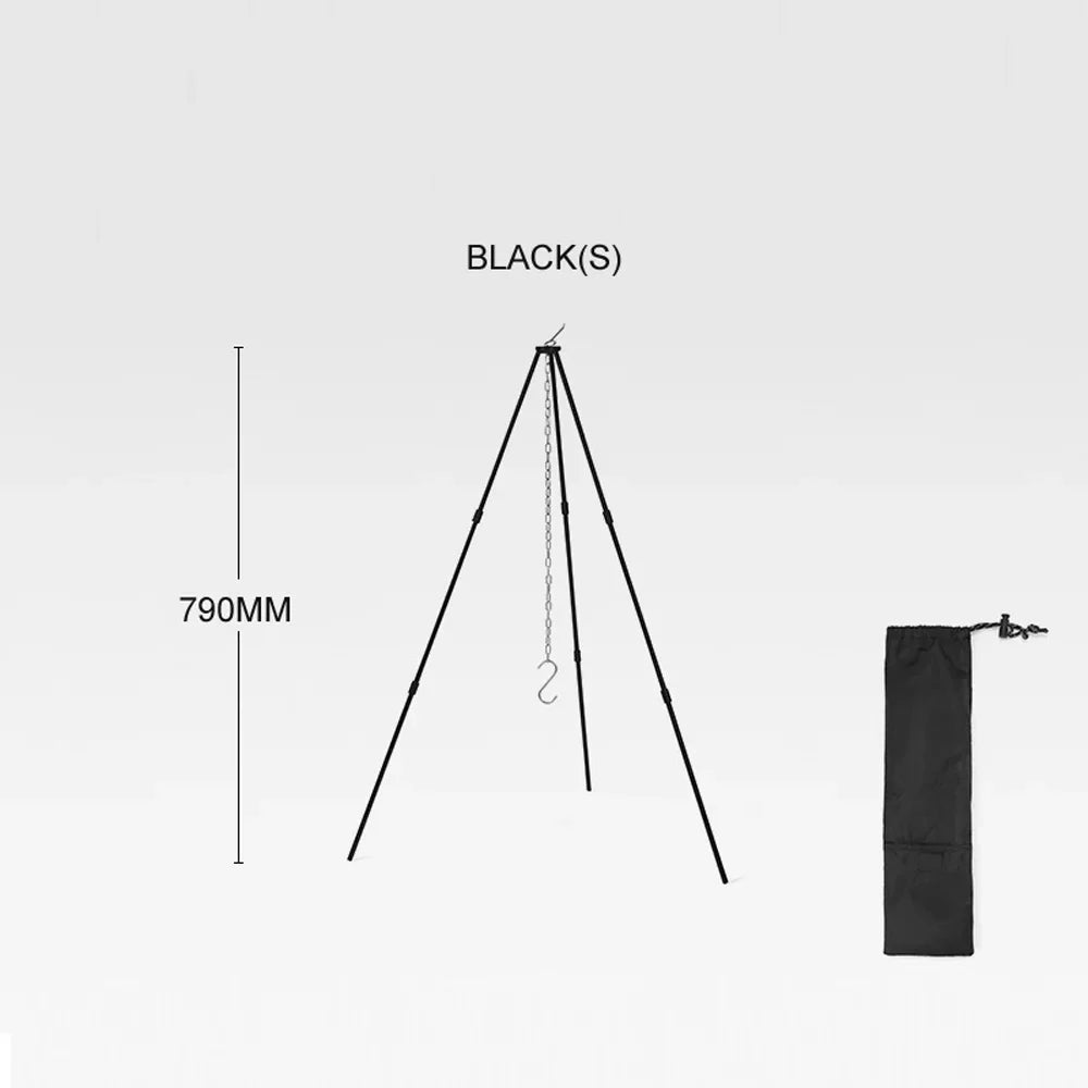 Arealer Detachable Campfire Tripod Bonfire Rack Portable Aluminum Alloy Hung Pot Stand Folding Bracket for Camping Picnic BBQ