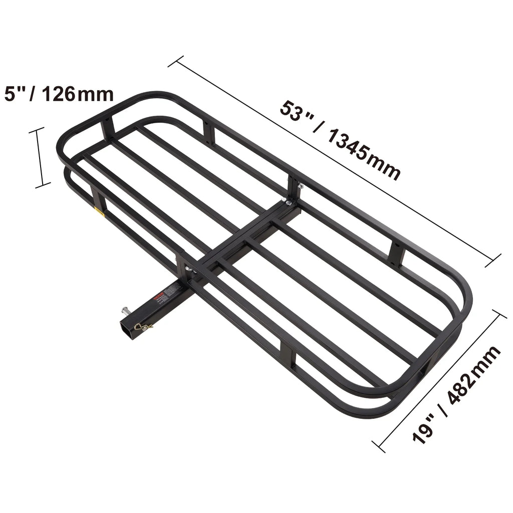 BENTISM Hitch Mount Cargo Carrier 53x19x5 in 500lb & Cargo Net Fits 2" Receiver