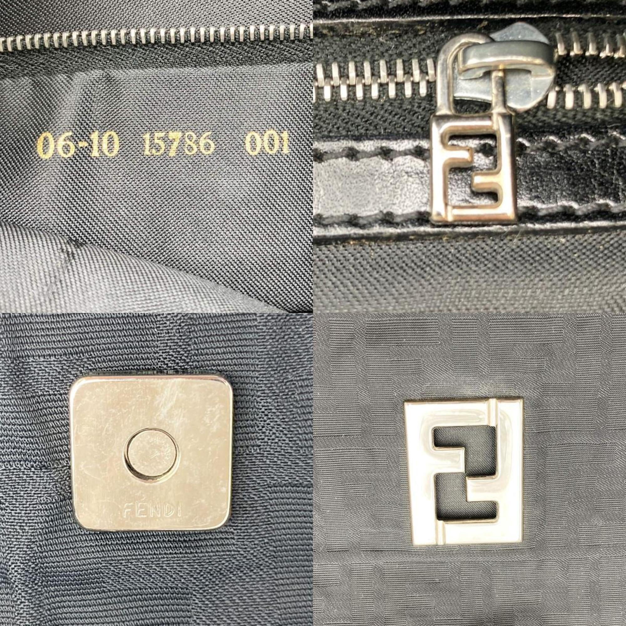 Pre-Owned FENDI Zucca pattern tote bag handbag black nylon canvas ladies 15786 (Good)