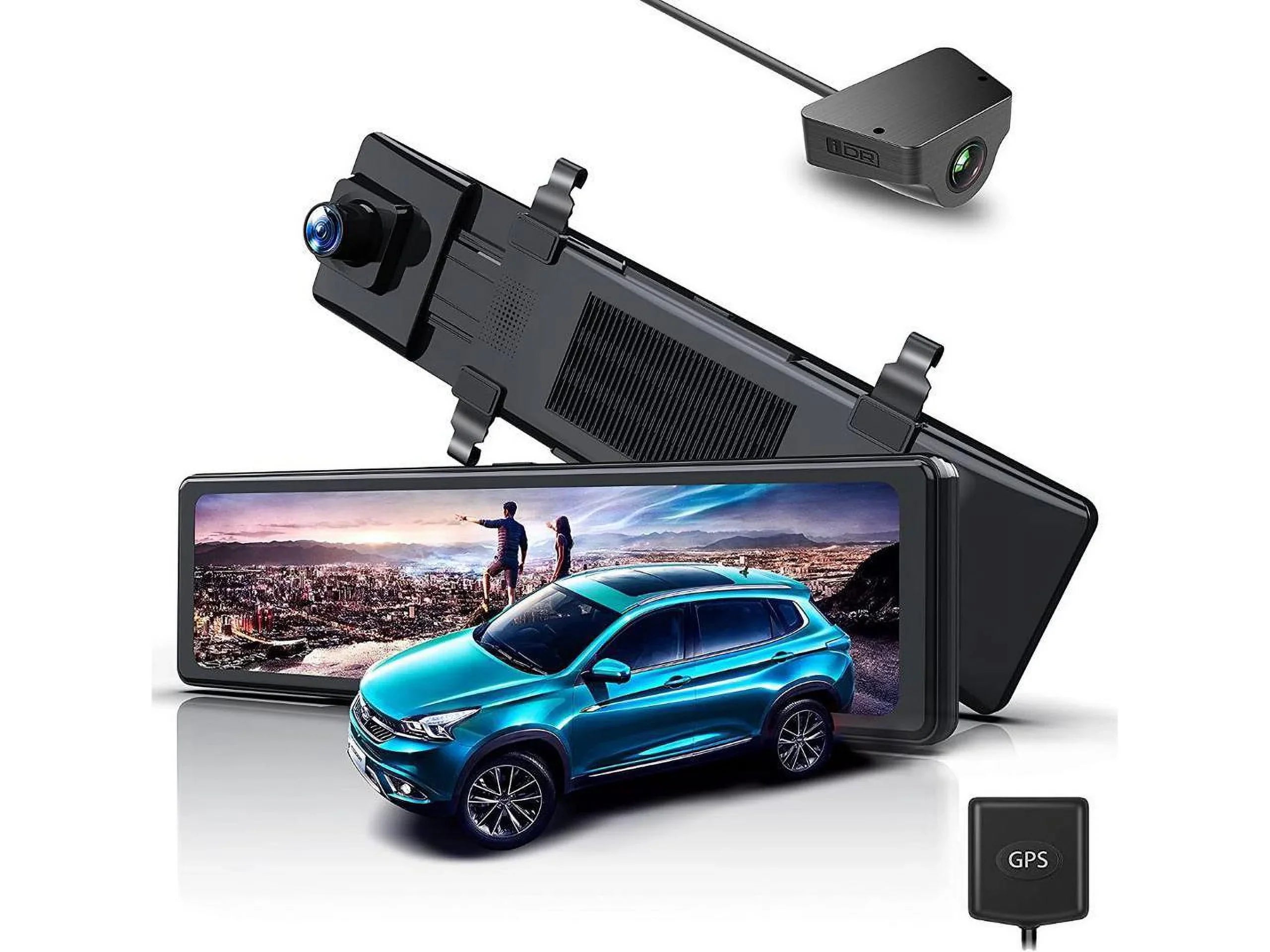 4K Mirror Dash Cam Backup Camera,12" IPS Full Touch Display Rearview Mirror for Cars with Sensor,Night Vision,GPS Tracking, Parking Assistance/Monitor