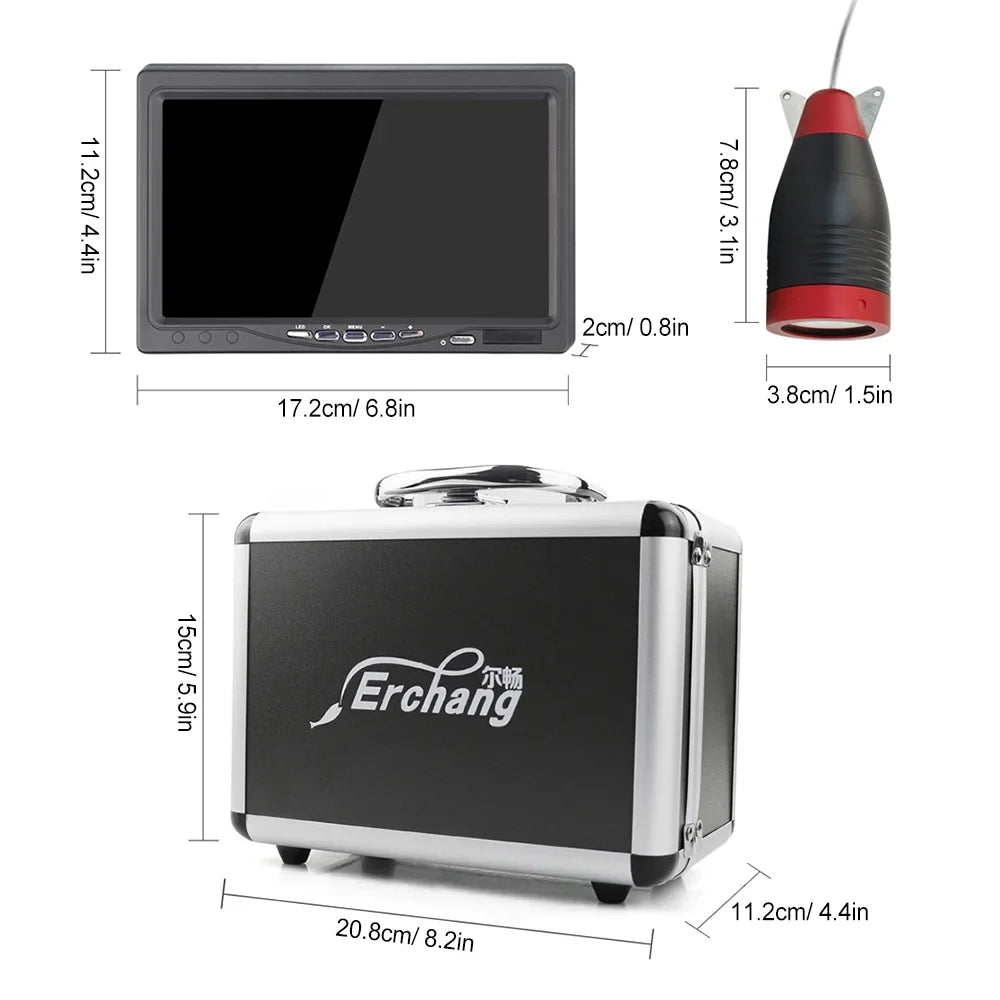 Erchang Fluid Fishing Camera Portable Fish Finder - 7 Inch Display Explore Depths of Boat, Kayak, Lake, and Sea Fishing with Ease