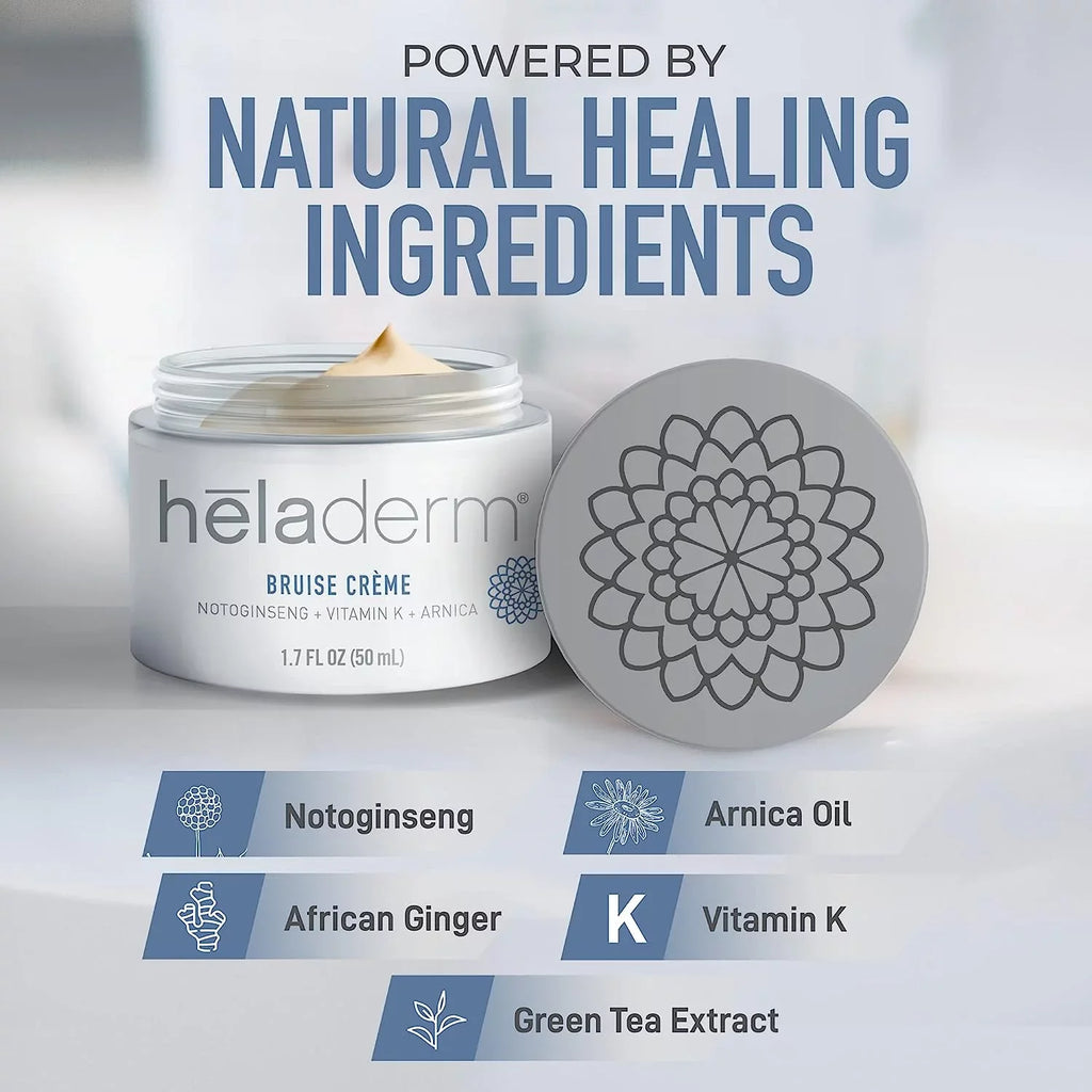 Heladerm Arnica Oil Bruise Cream, Fast Healing, Rejuvenates Skin, Bruise and Swelling Skincare, 1.7 oz