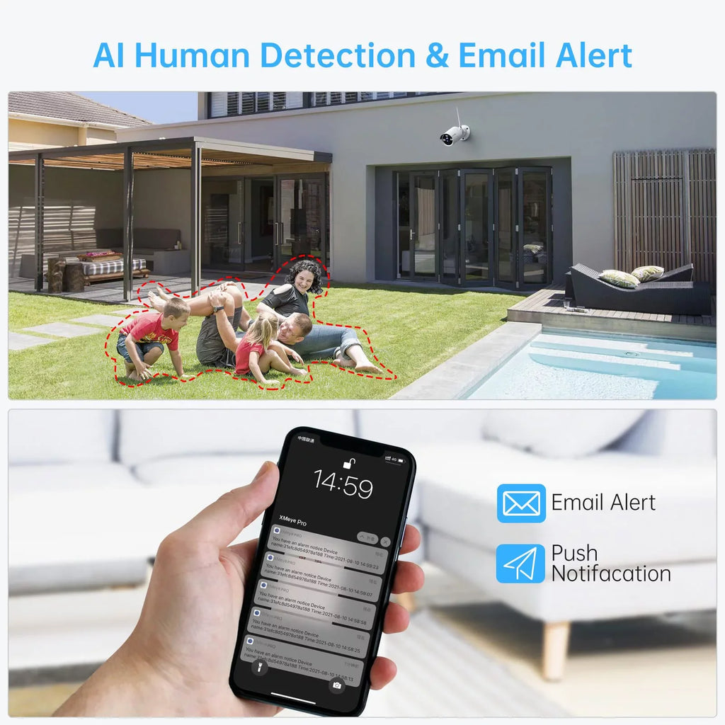 3MP Wireless Security Camera Systems No Hard Drive, SMONET 4PCS 8 Channel WiFi Surveillance NVR Kits, Indoor Outdoor CCTV Cameras,P2P CCTV Camera System,Night Vision,AI Human Detection with Audio