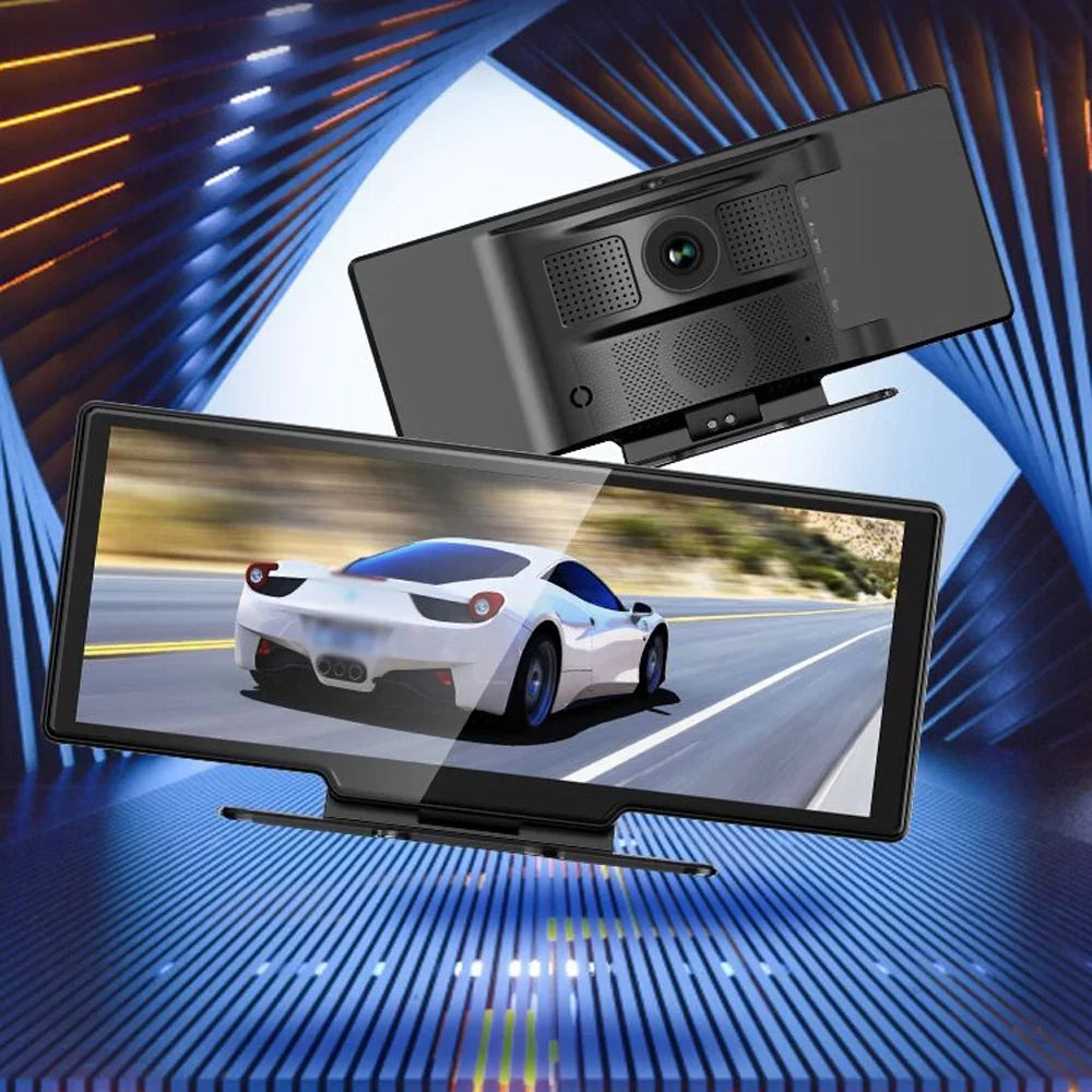 Eccomum 4K DVR Dash Camera Front & Rear Driving Recorder with 10.26 Inch Display for Carplay Android Auto Built-in WiFi Support G-Sensor Parking Monitor Loop Recording Hands-Free Calling
