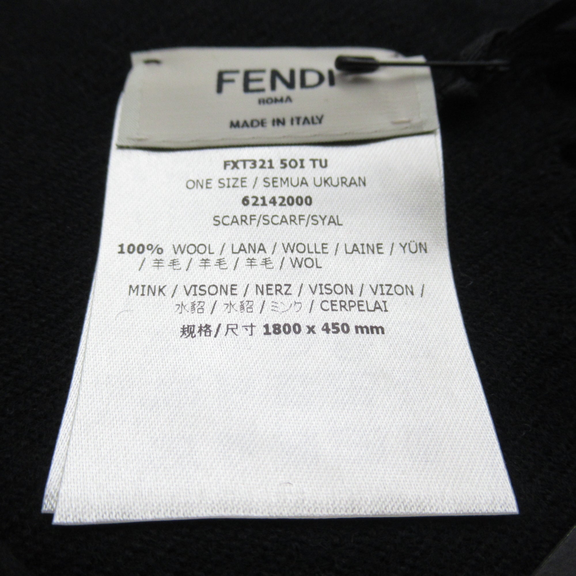 Pre-Owned FENDI Scarf Black FXT32150IF0QA1 (Like New)