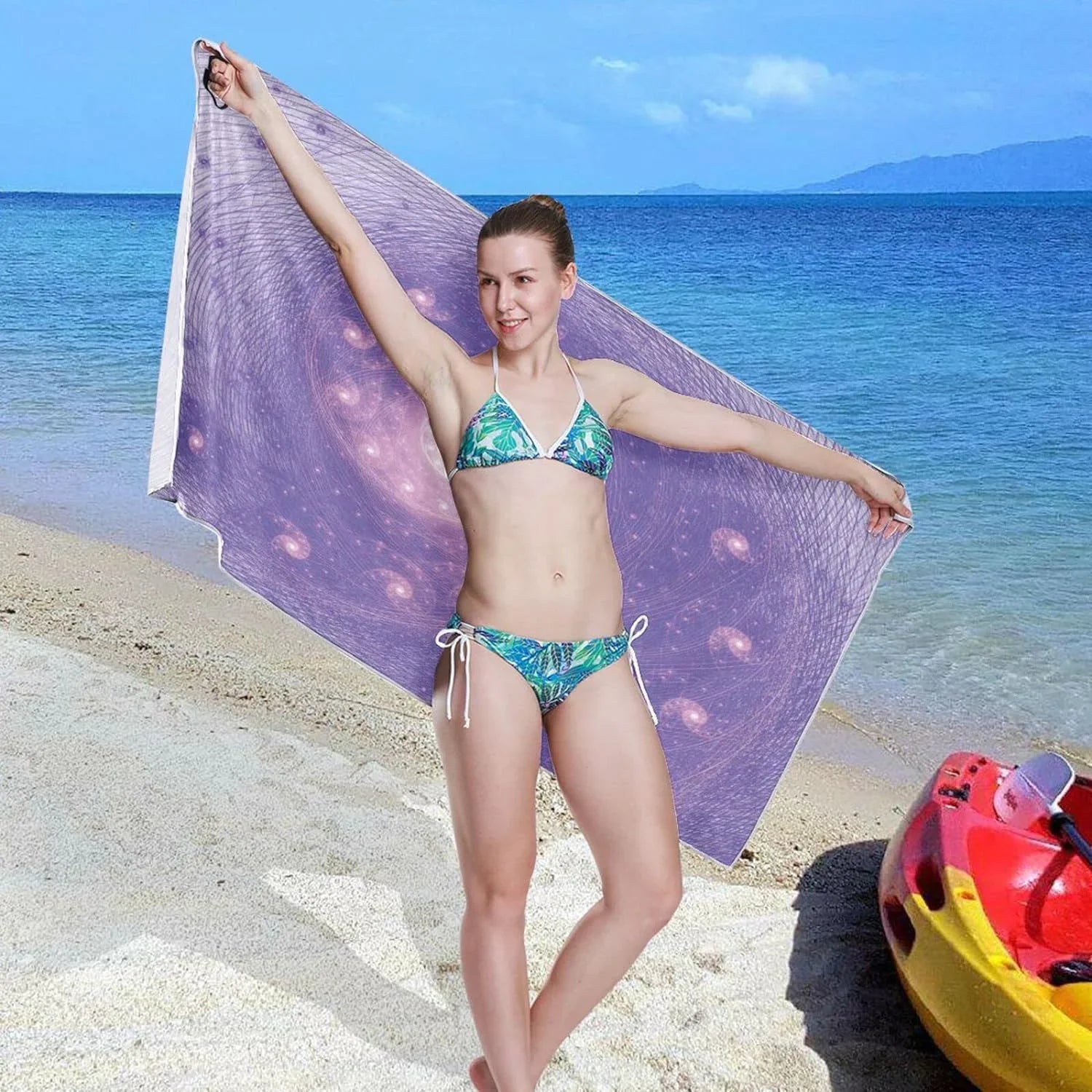 Bestwell Purple Whirlpool Beach Towel Oversized Towel Blanket, Thin Lightweight Microfiber Sand Free Quick Dry Towel, 30”X60” Multipurpose Pool Bath Yoga Swim Shower Towel