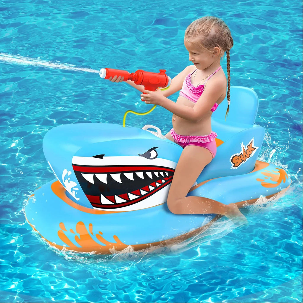 Pool Floats for Kids,Shark Ride-on Pool Toys with Fluid for Kid Pool Game Boys Girls Age 3-12