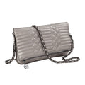 Sydney Love Metallics Quilted Fold-Over Clutch Crossbody, Pewter