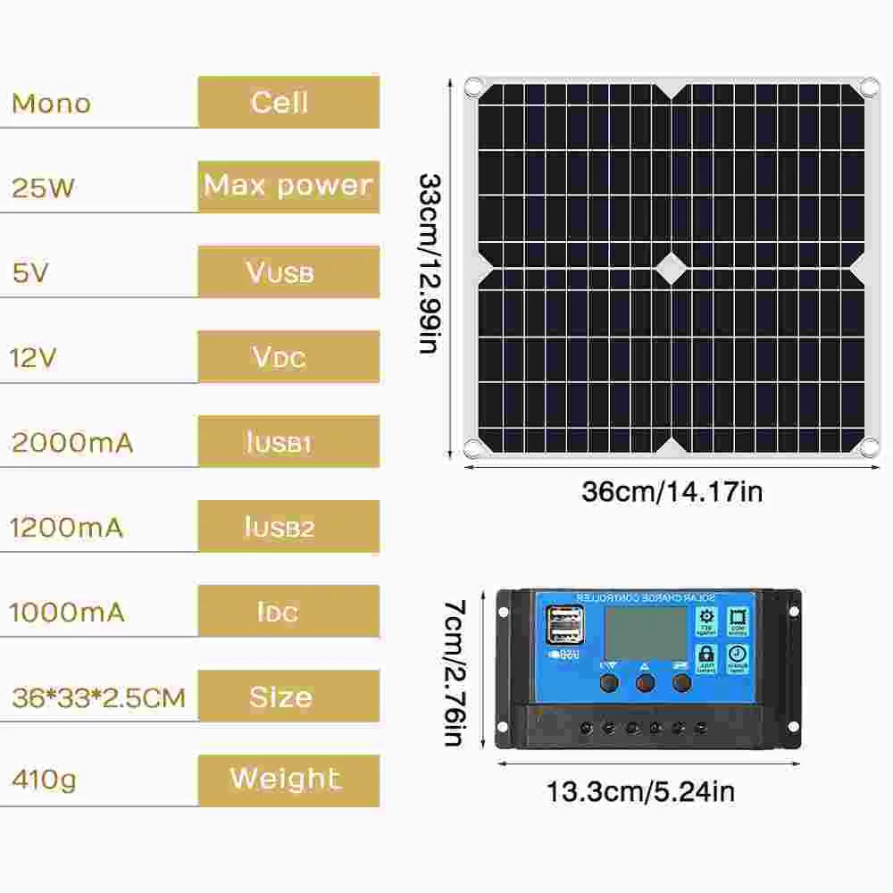 MDHAND outdoor 200W solar panel kit with solar charge controller car charger home camping emergency light source