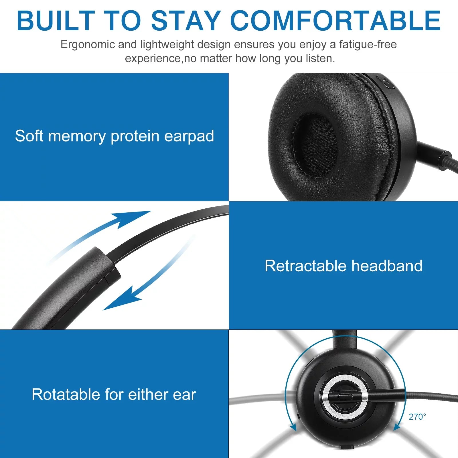 Comfortable Bluetooth Headset, UX-M97 Wireless Headset with Microphone, Wireless Cell Phone Headset with Noise Isolation Mic Charging Base Mute Function for Oppo RX17 Pro With Charging Dock