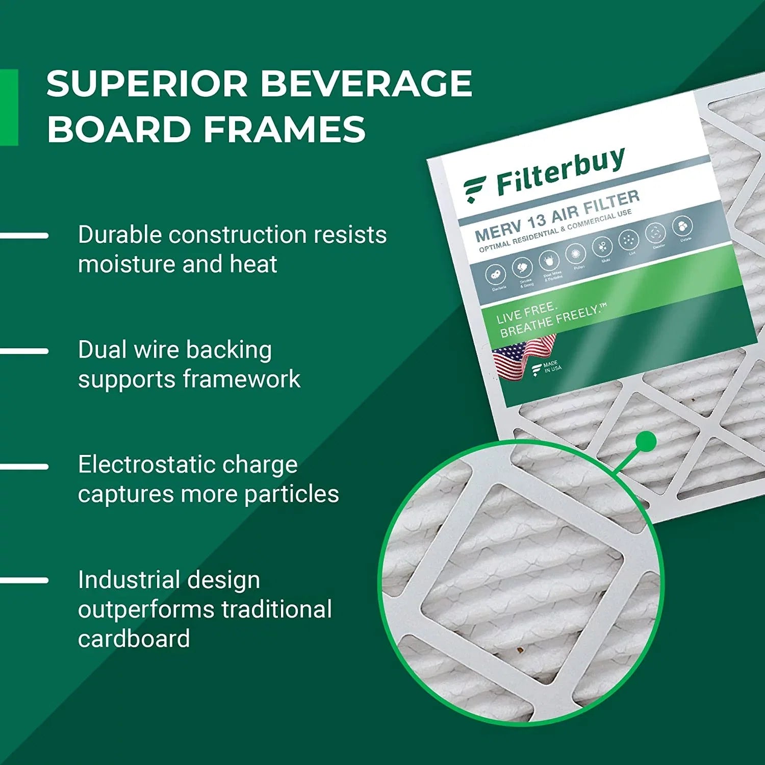 Filterbuy 16x36x2 MERV 13 Pleated HVAC AC Furnace Air Filters (3-Pack)