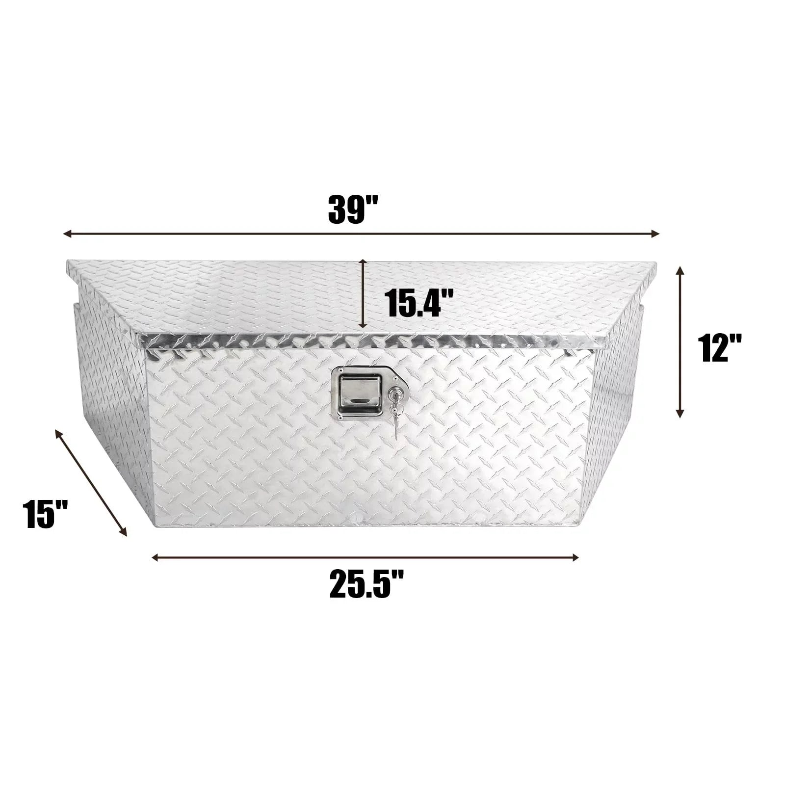 Confote Heavy Duty Aluminum Diamond Plate Trailer Tongue Box with Lock and Keys for Secure Tool Storage on Your Trailer, Silver,39 x 16.5 x 12 Inches