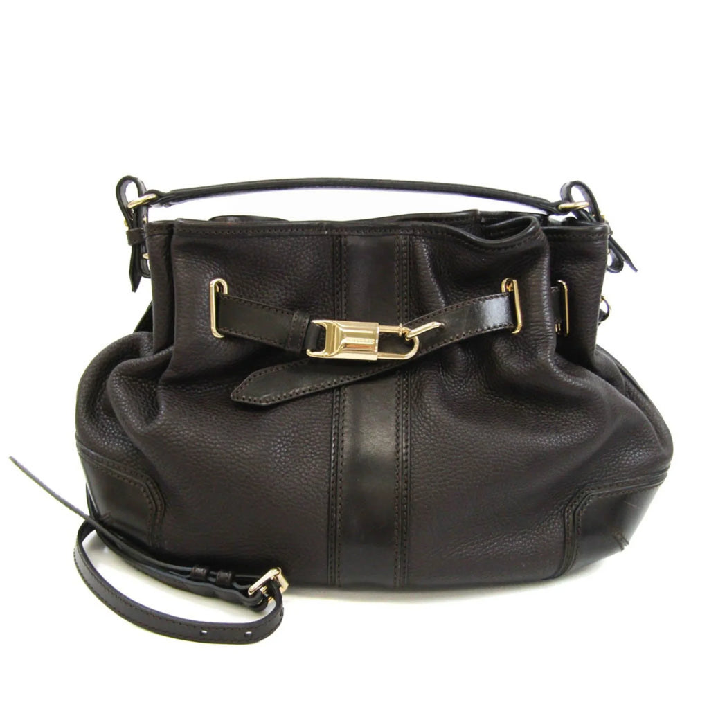 Pre-Owned Burberry 3801199 Women's Leather Handbag,Shoulder Bag Dark Brown (Good)