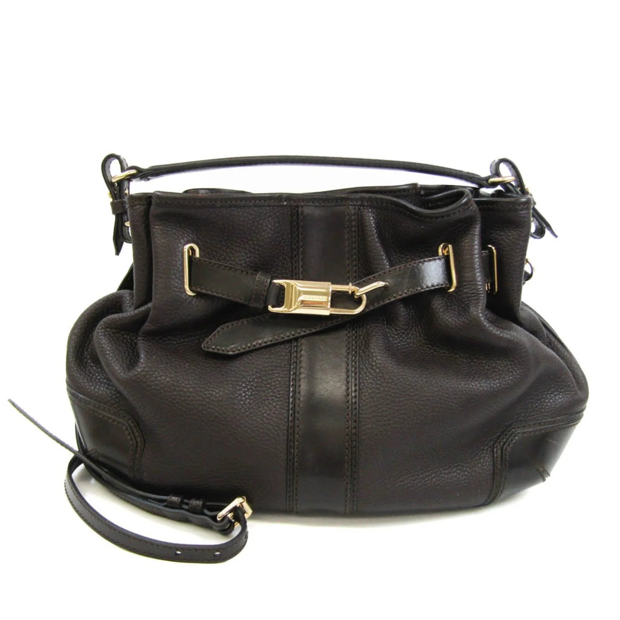Pre-Owned Burberry 3801199 Women's Leather Handbag,Shoulder Bag Dark Brown (Good)