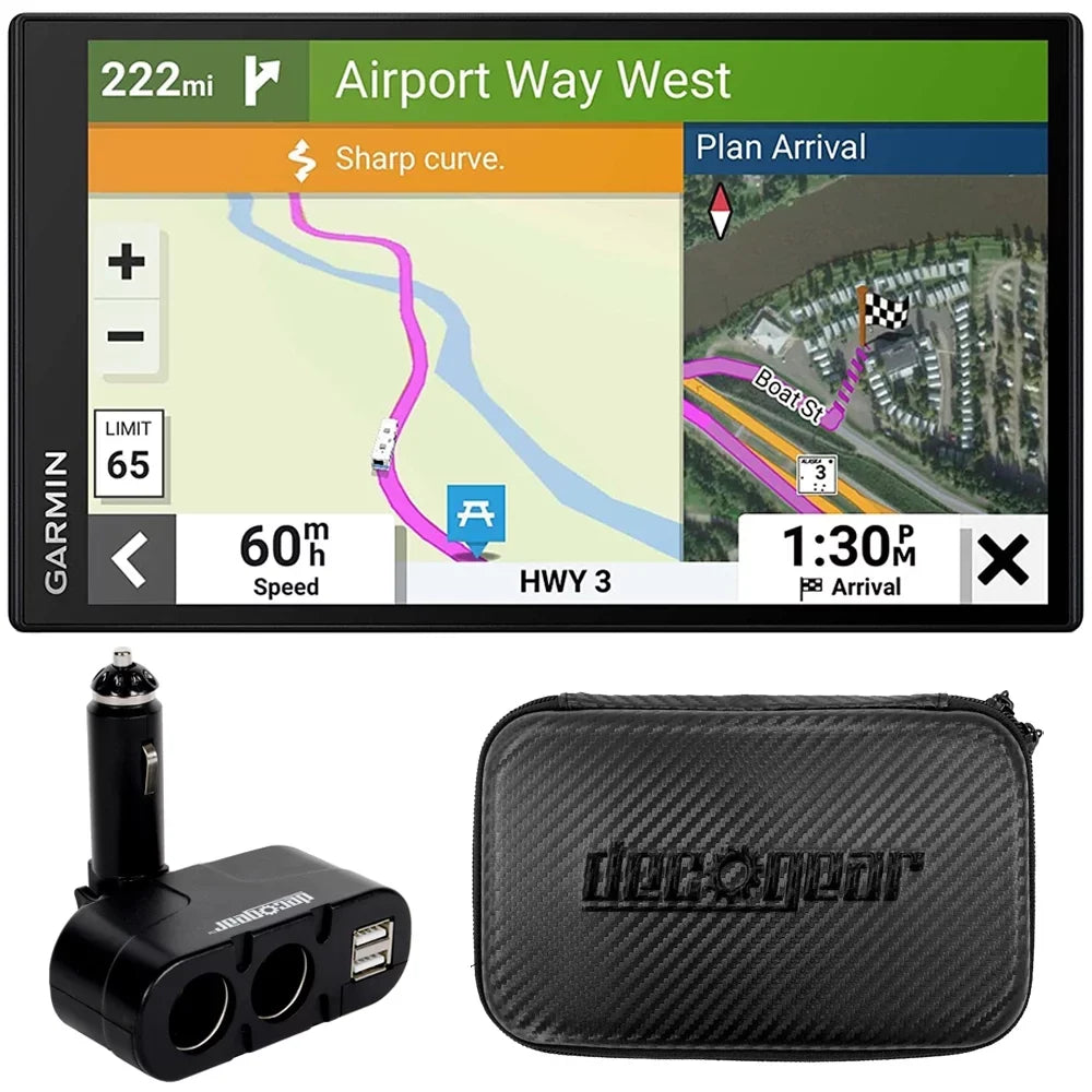 Garmin 010-02747-00 RV 795 7" RV GPS Navigator Bundle with Deco Gear Dual DC12V/24V Electronic Multifunction Car Socket and 7 Inch Hard EVA Case with Zipper for Tablets and GPS