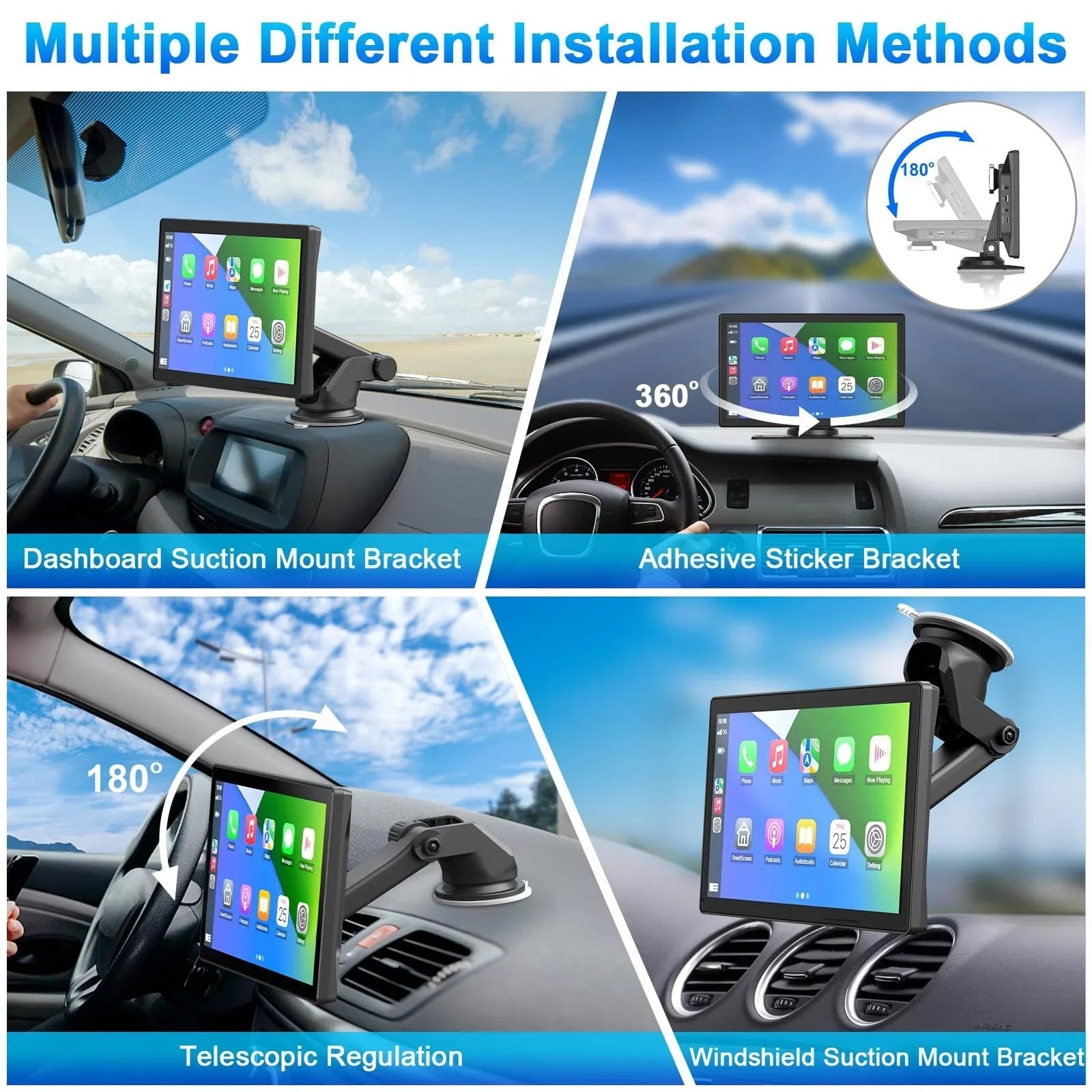 9 Inch Wireless Carplay Car Stereo, Touch Car Play Display Audio Car Radio Receiver, 2.5K Dash Cam,1080p Backup Camera DVR, Drive Mate Carplay Navigation, Multimedia Player