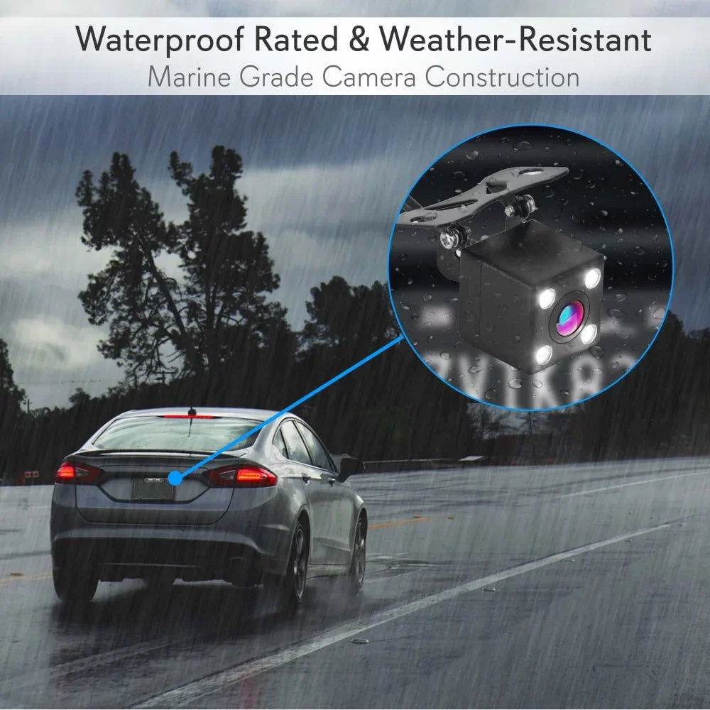 Pyle PLCM4567 - HD 1080p Display Vehicle Dual DVR Dash Cam - Camera & Monitor System with Fluid Backup Cam, Night Vision, 4.3’’ Display