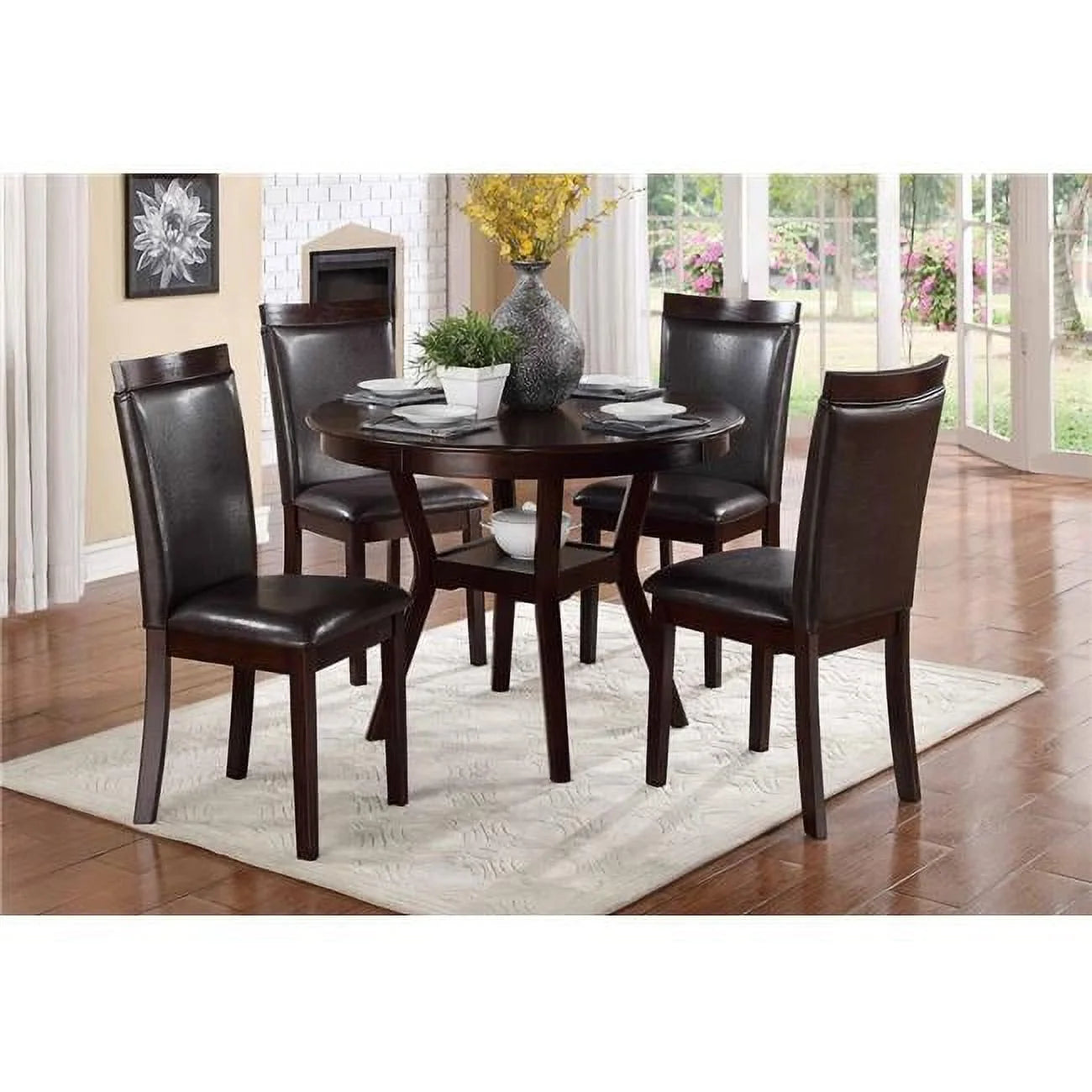 Lexicon Shankmen 5 Piece Wood Dining Set in Espresso