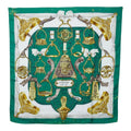 Pre-Owned Hermes Carre 90 ETRIERS Stirrup Pattern Horse Tack Scarf Muffler Green Multicolor Silk Ladies HERMES (Fair)