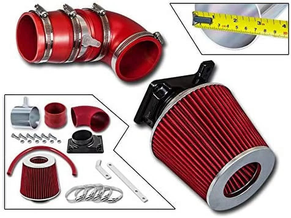Rtunes Racing Short Ram Air Intake Kit + Filter Combo RED Compatible For 02-07 Mitsubishi Lancer 2.0L