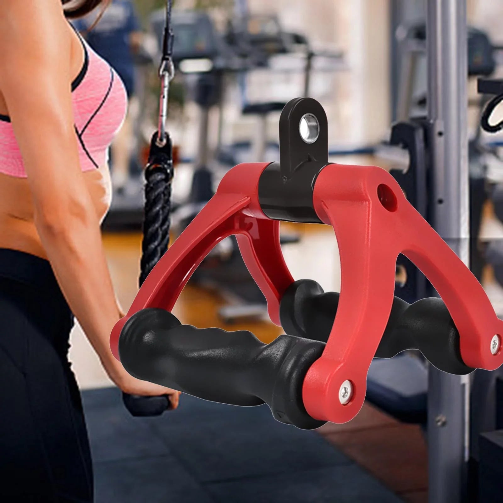 Two D Rowing Handle Cable Attachment Bearing 661 Bar Row Attachment Tricep Rope Pull Down Machine for Fitness, Home ,Gym ,Back Training Red