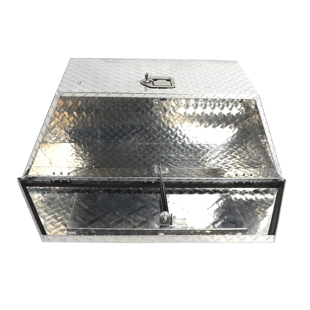 Confote Heavy Duty Aluminum Diamond Plate Trailer Tongue Box with Lock and Keys for Secure Tool Storage on Your Trailer, Silver,39 x 16.5 x 12 Inches