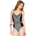 Gottex Women's Swimwear Costa Brava V Neck One Piece Swimsuit (10) Black/White