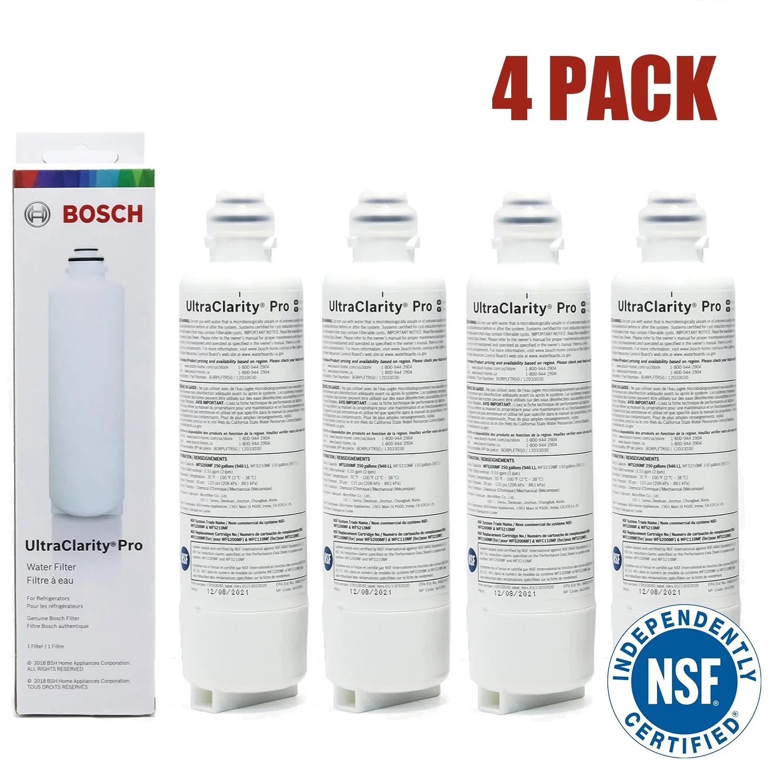 Bosch UltraClarity Pro Fluid Filter, BORPLFTR50,BORPLFTR55, RA450022, REPLFLTR55 Replacement/Compatible Pack of 4