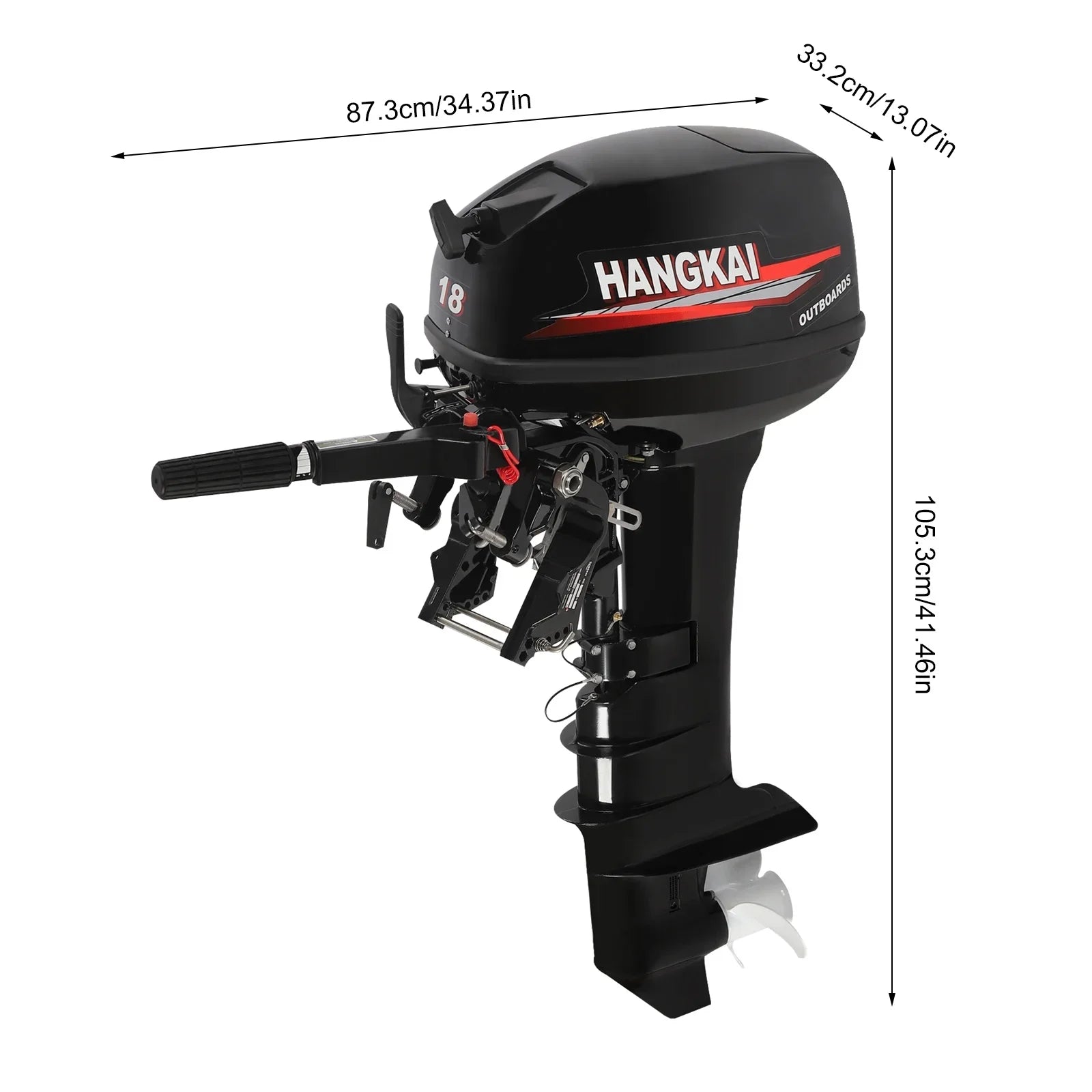 Wuzstar Outboard Motor, 2 Stroke 18 246cc Long Shaft Boat Engine Aluminum Alloy Fishing Boat Motor w/CDI Liquid Cooling System