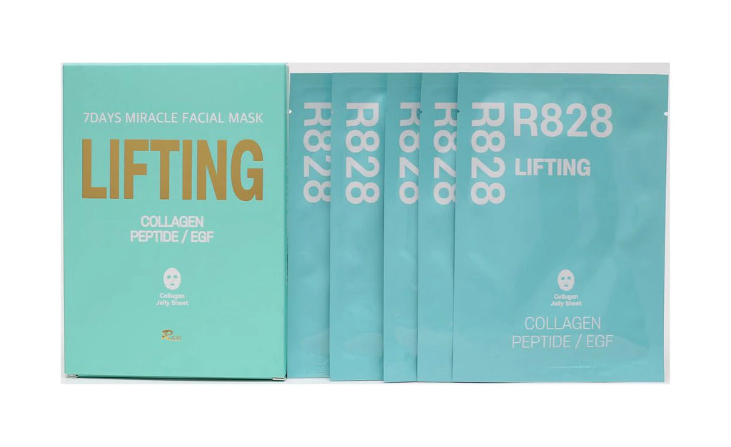 R828 10 Pack Lifting Face Mask Instant Lifting & Glowing Face with Hydrolyzed Collagen and EGF Peptide