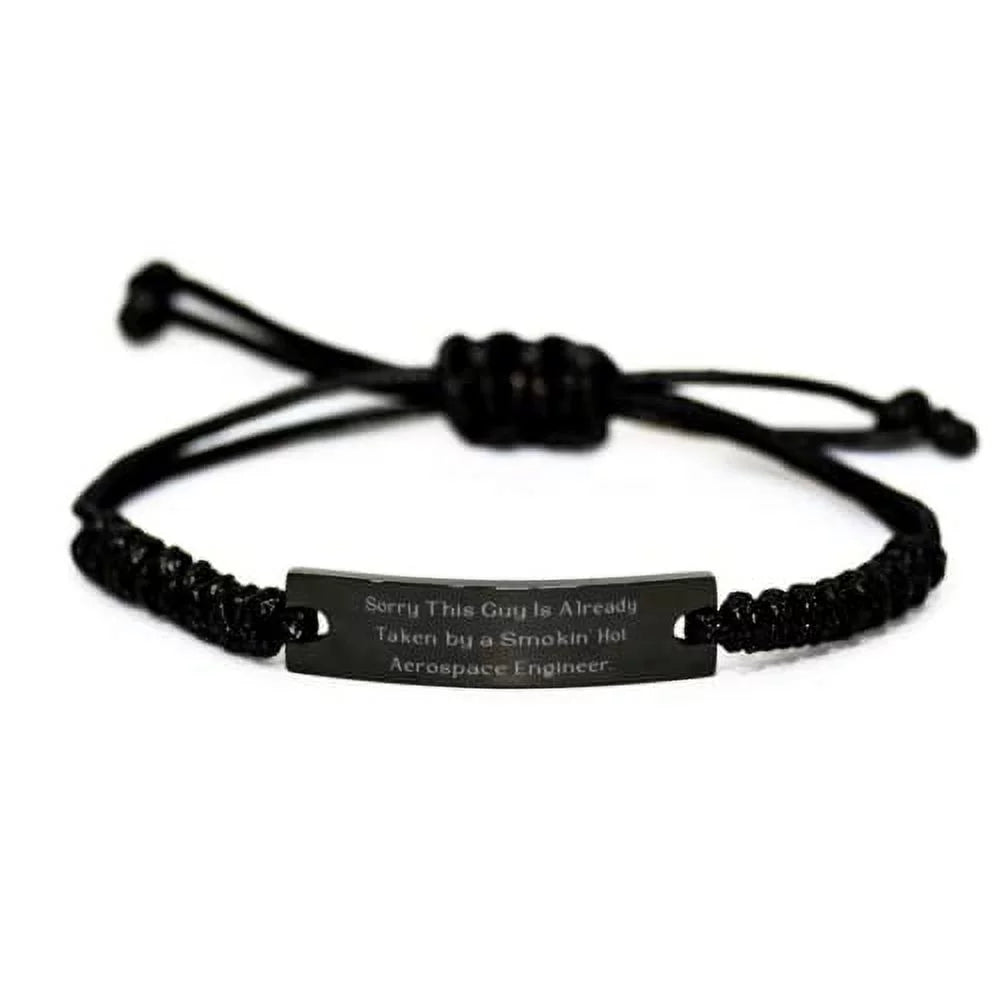amangny Aerospace Engineer for Coworkers, Sorry This Guy is', Nice Aerospace Engineer Black Rope Bracelet, Engraved Bracelet from Team Leader