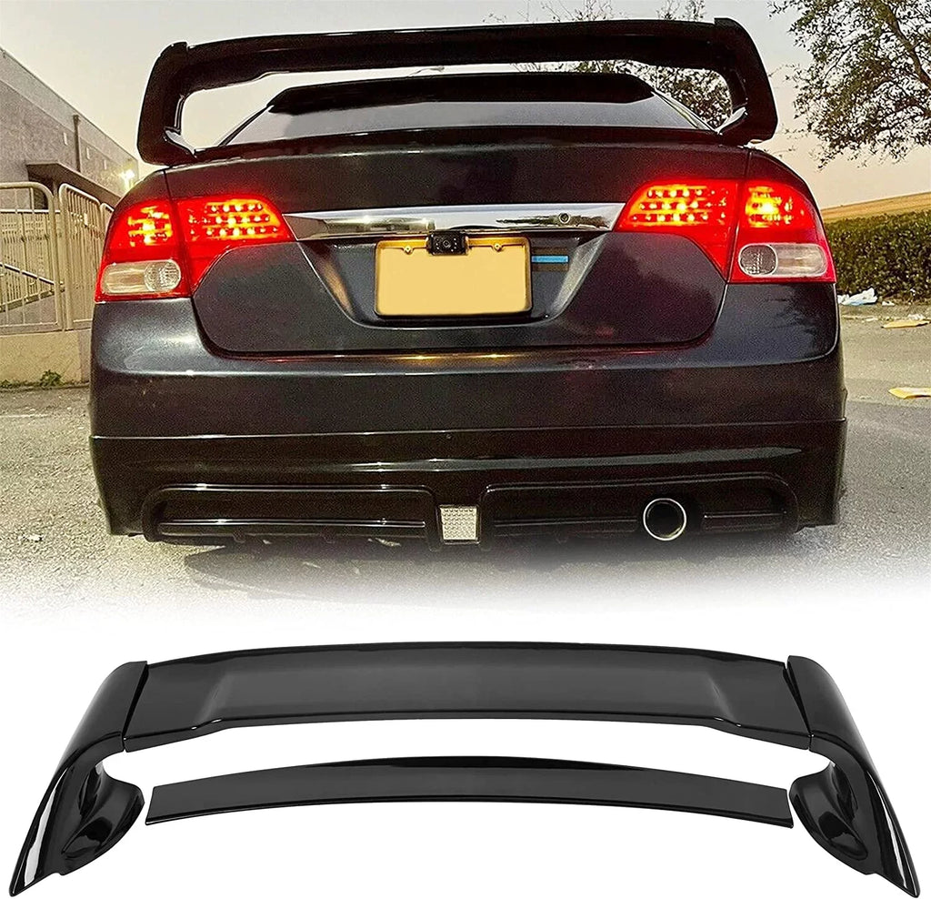 Rear Trunk Spoiler Wing Compatible with 2006-2011 Honda Civic 4 Door Sedan ABS Trunk Spoiler Wing Painted Gloss Black