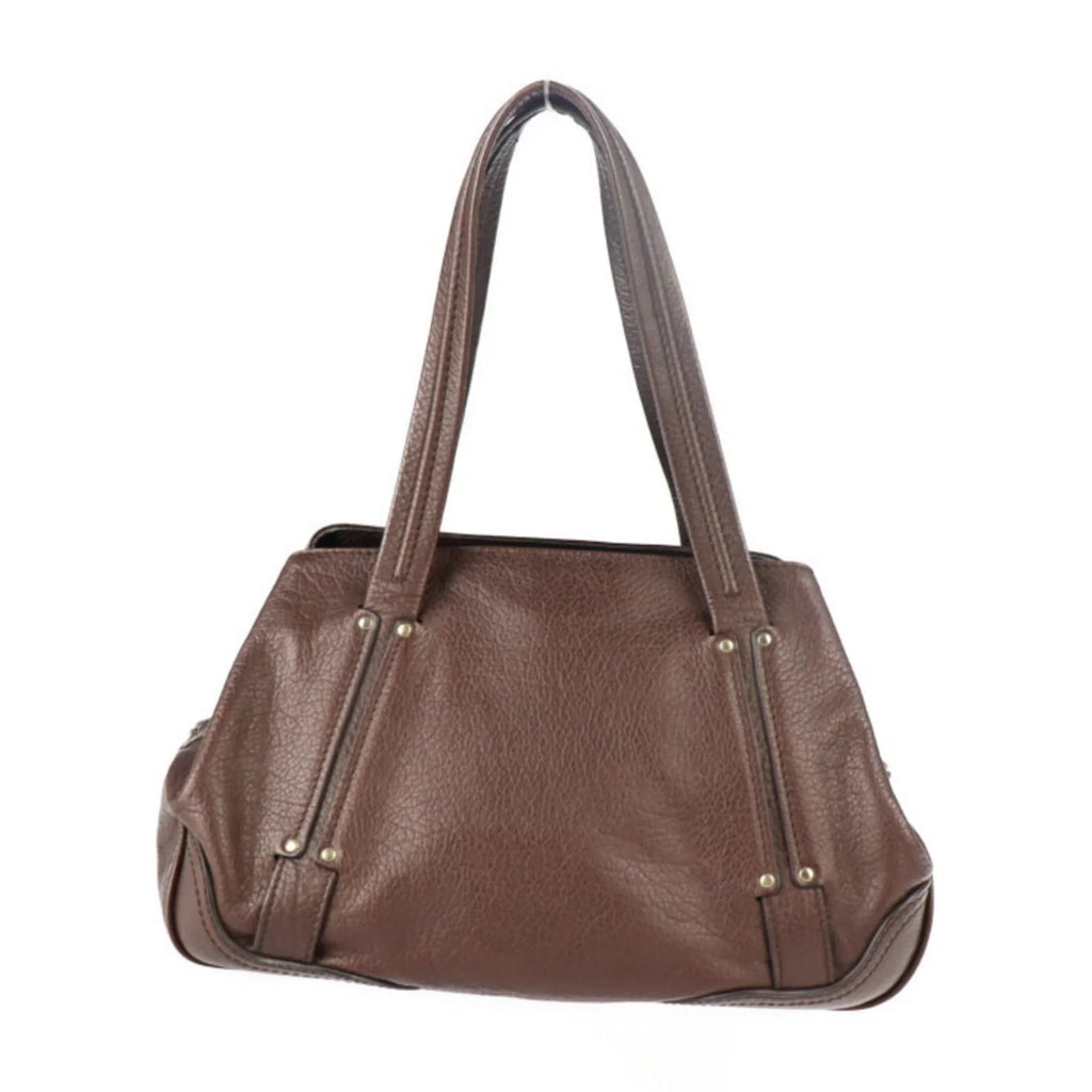 Pre-Owned CELINE Celine handbag leather brown gold metal fittings triomphe logo mark emboss (Good)