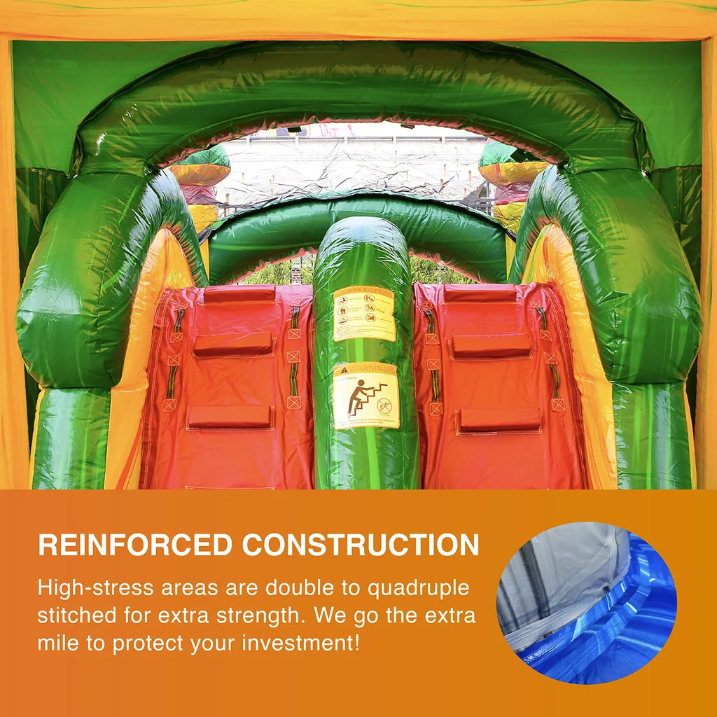 JumpOrange Commercial Grade Bounce House Fluid Slide with Pool for Kids and Adults (with Blower), Fiesta Theme