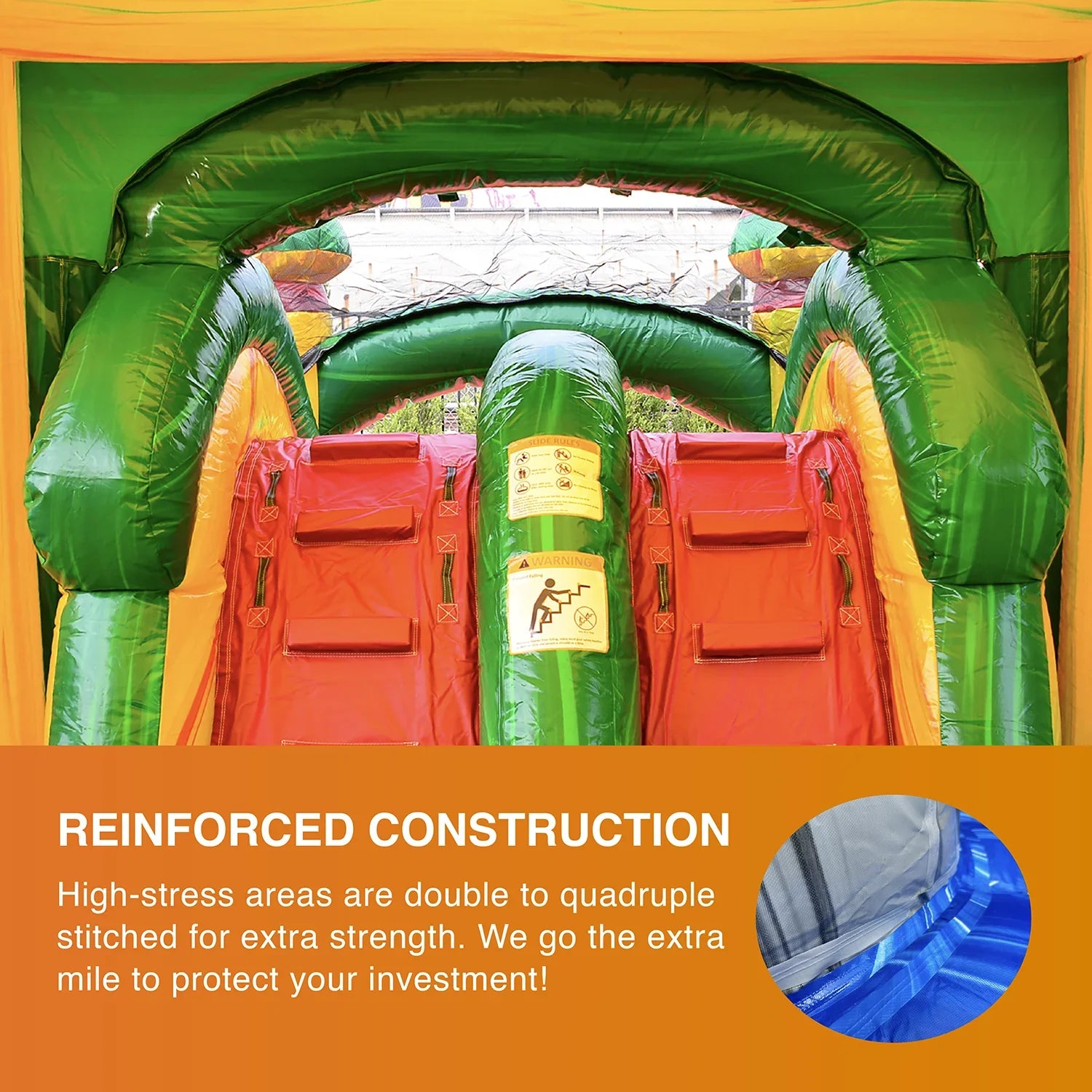 JumpOrange Commercial Grade Bounce House Fluid Slide with Pool for Kids and Adults (with Blower), Fiesta Theme