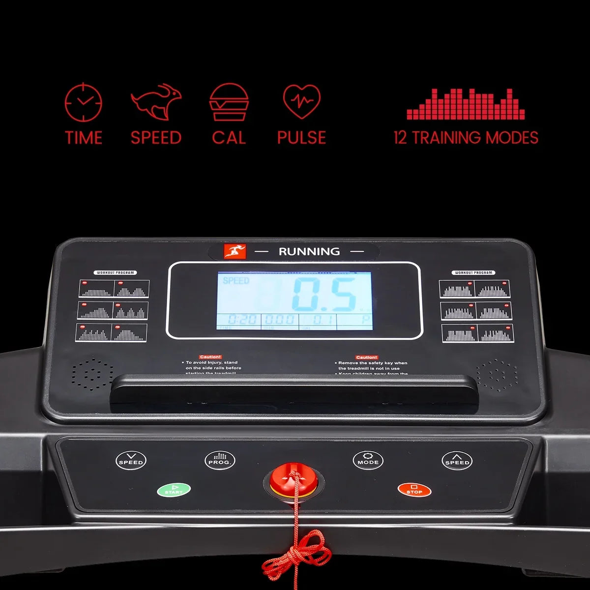 Max 2.5HP Folding Treadmill - Foldable Home Fitness Equipment with LCD for Walking & Running - Cardio Exercise Machine - 12 Training Mode - Bluetooth Connectivity