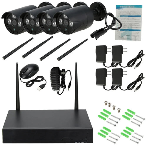 Apexeon Webcam,Wireless WiFi 4CH 1080P Support P2P 1.0MP Wireless 1080P WiFi 1080P WiFi Liquid Outdoor IP Camera P2P IR-CUT Vision Motion CCTV NVR Kit 4pcs WiFi Liquid Florbela