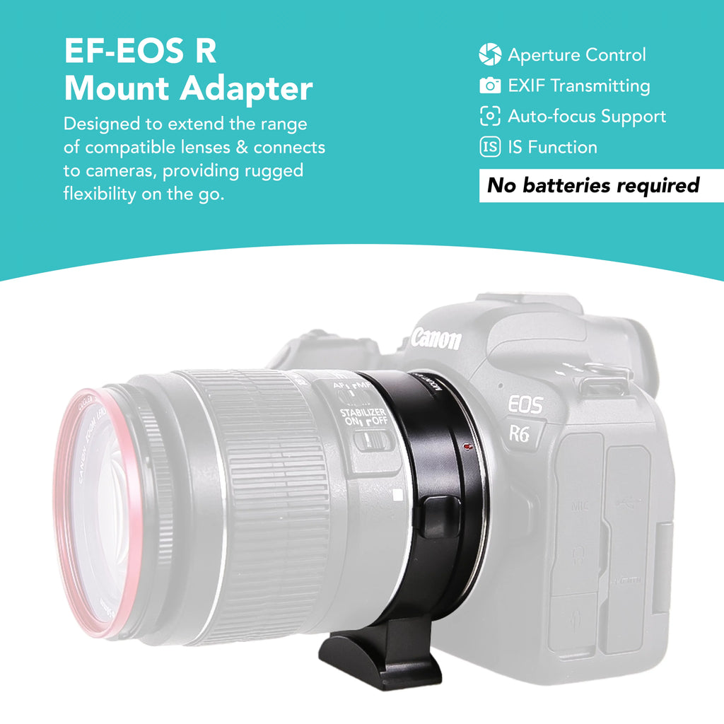 Foto&Tech EF-EOS R Mount Adapter, Auto-Focus Lens Mount Converter Compatible with EF EF-S Lens, EOS R R5 R6 RP Mirrorless Digital Camera Body and Red Digital Cinema Mount