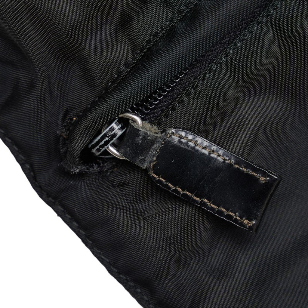 Pre-Owned Prada Triangle Plate Shoulder Bag Black Nylon Leather Women's PRADA (Fair)