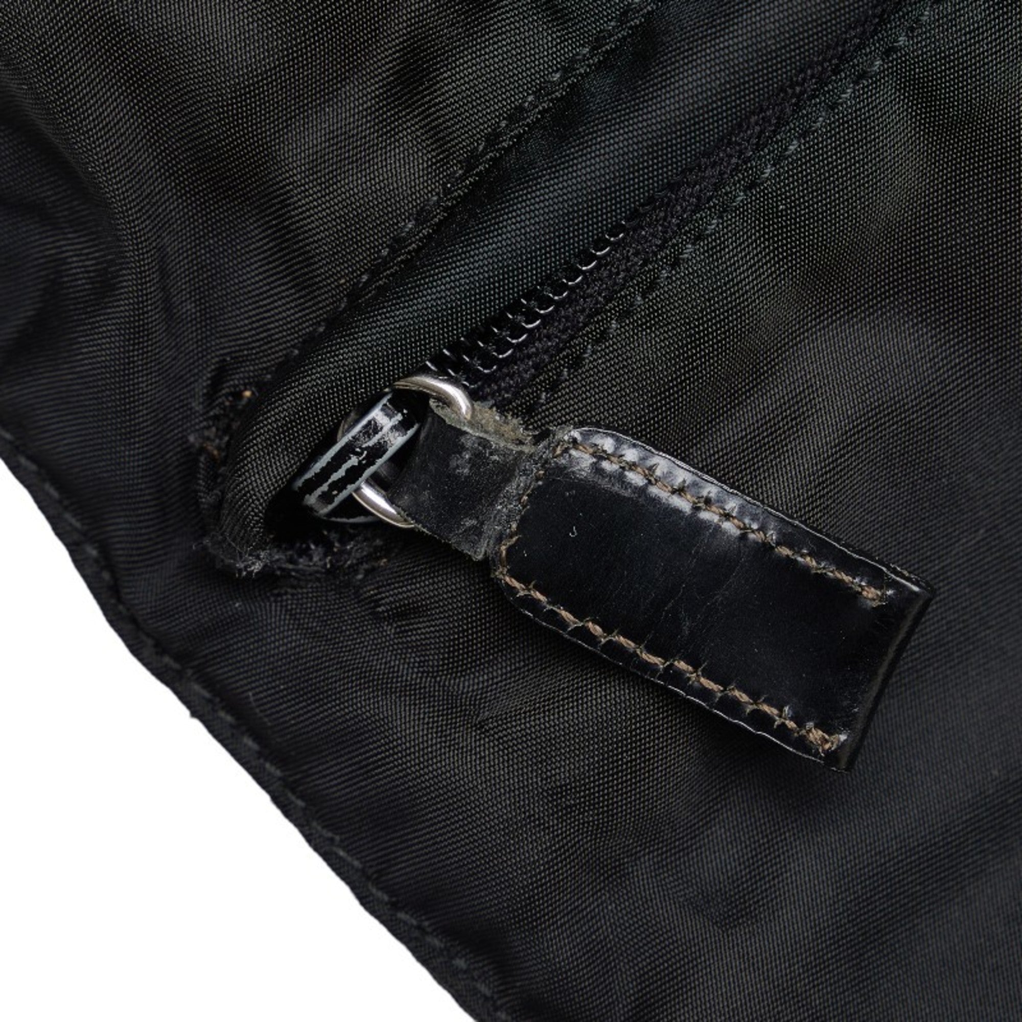Pre-Owned Prada Triangle Plate Shoulder Bag Black Nylon Leather Women's PRADA (Fair)